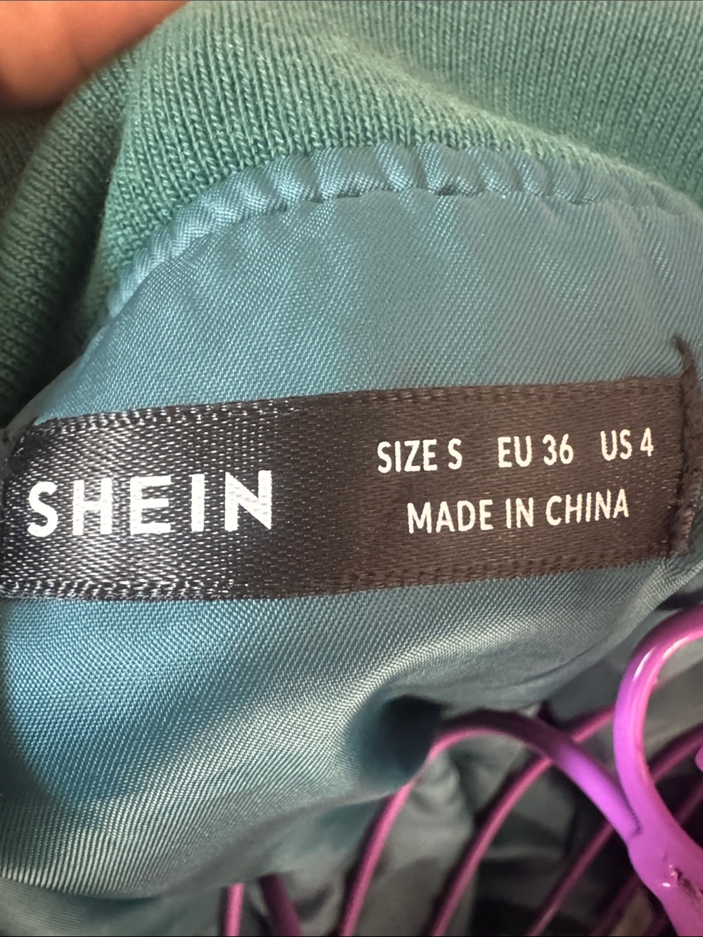 Shein Women's Teal Crop Bomber Jacket with Cargo Pockets - Picture 5 of 5